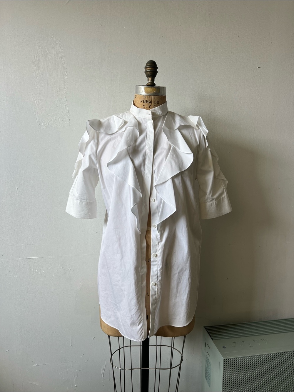 Givenchy White Collared Shirt with Logo Tag